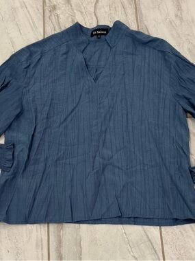 En Saison Women's Shirred True Black Long-Sleeve Top Size M